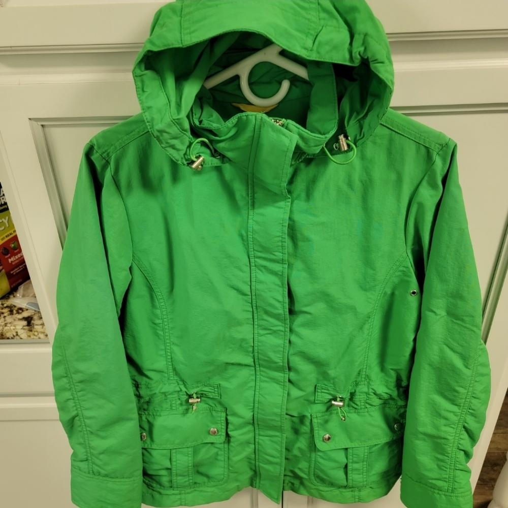 Lands End Womens Size S Rain Jacket Windbreaker Green Nylon Hooded Lightweight - Picture 4 of 16